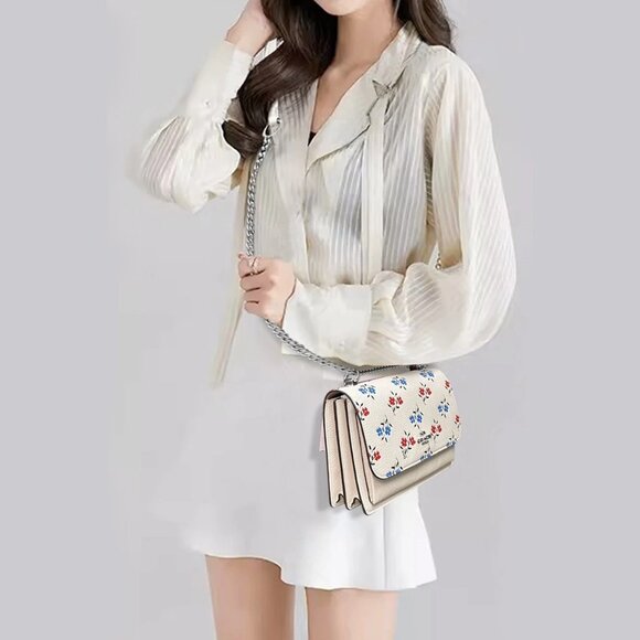 COACH CT831 Mini Klare Crossbody Bag With Floral Print Leather Chalk Multi - Picture 1 of 9